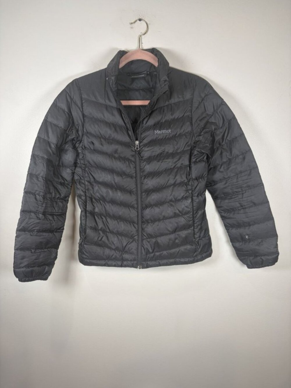 Marmot Down Puffer Jacket Size Small Black 700 Fill Quilted Full Zip Coat